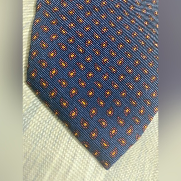 Oxford Clothes Tie Mens 61” Long 3 1/2” Wide Navy Blue Wool Silk Repp Necktie - Picture 3 of 7